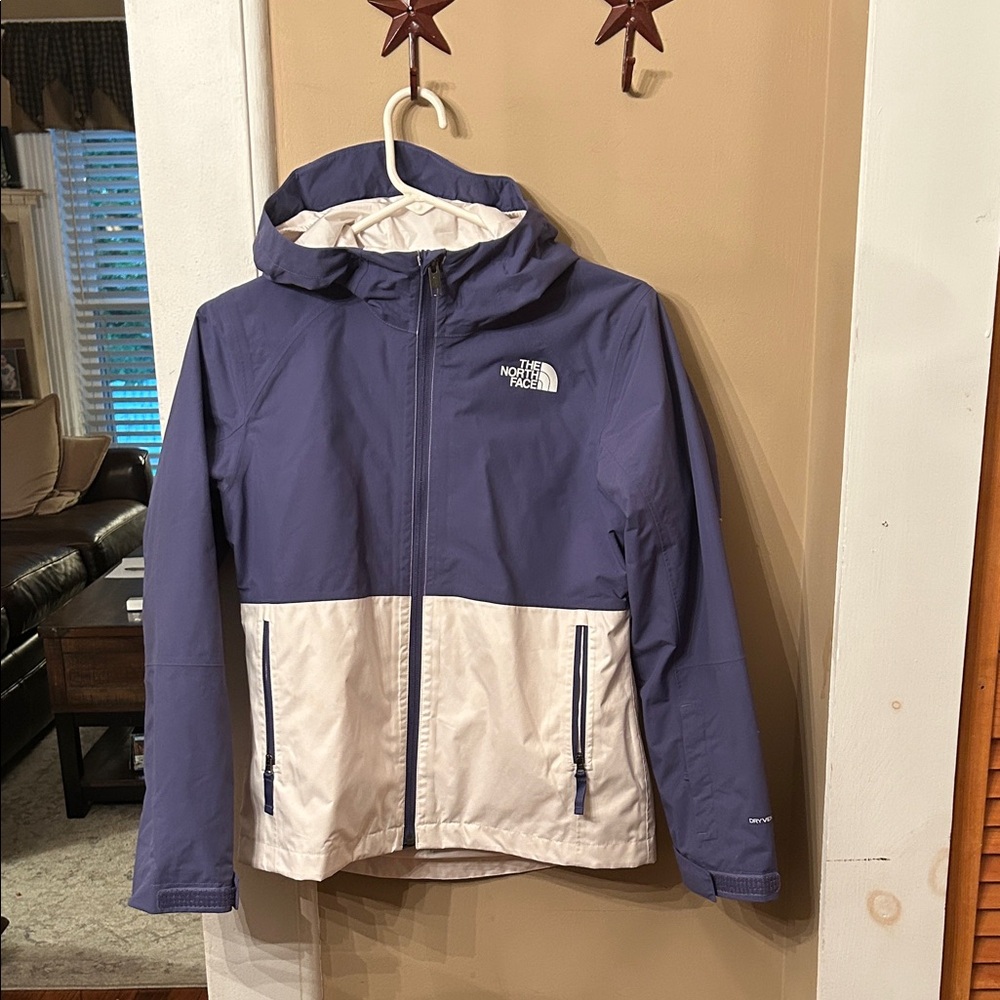 The North Face Girls Size 12 Purple and White Raincoat